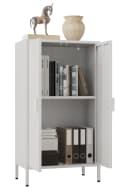 VCM Stahl Kommode Sideboard Flokas M Weiß mit Drehtüren Bild 2