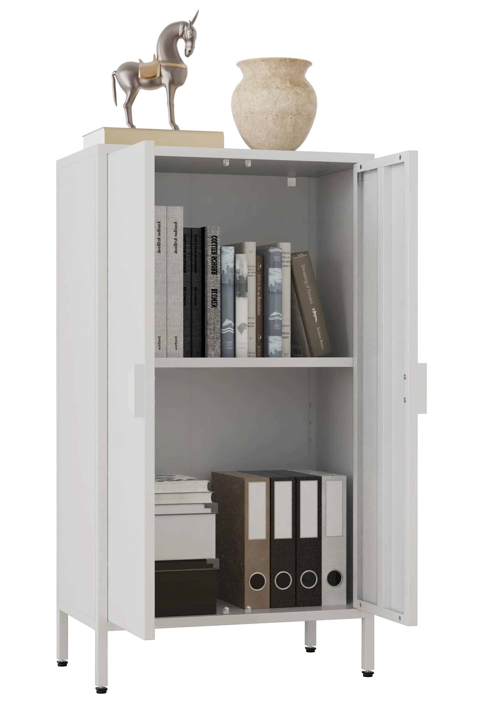VCM Stahl Kommode Sideboard Flokas M Weiß mit Drehtüren - Bild 2