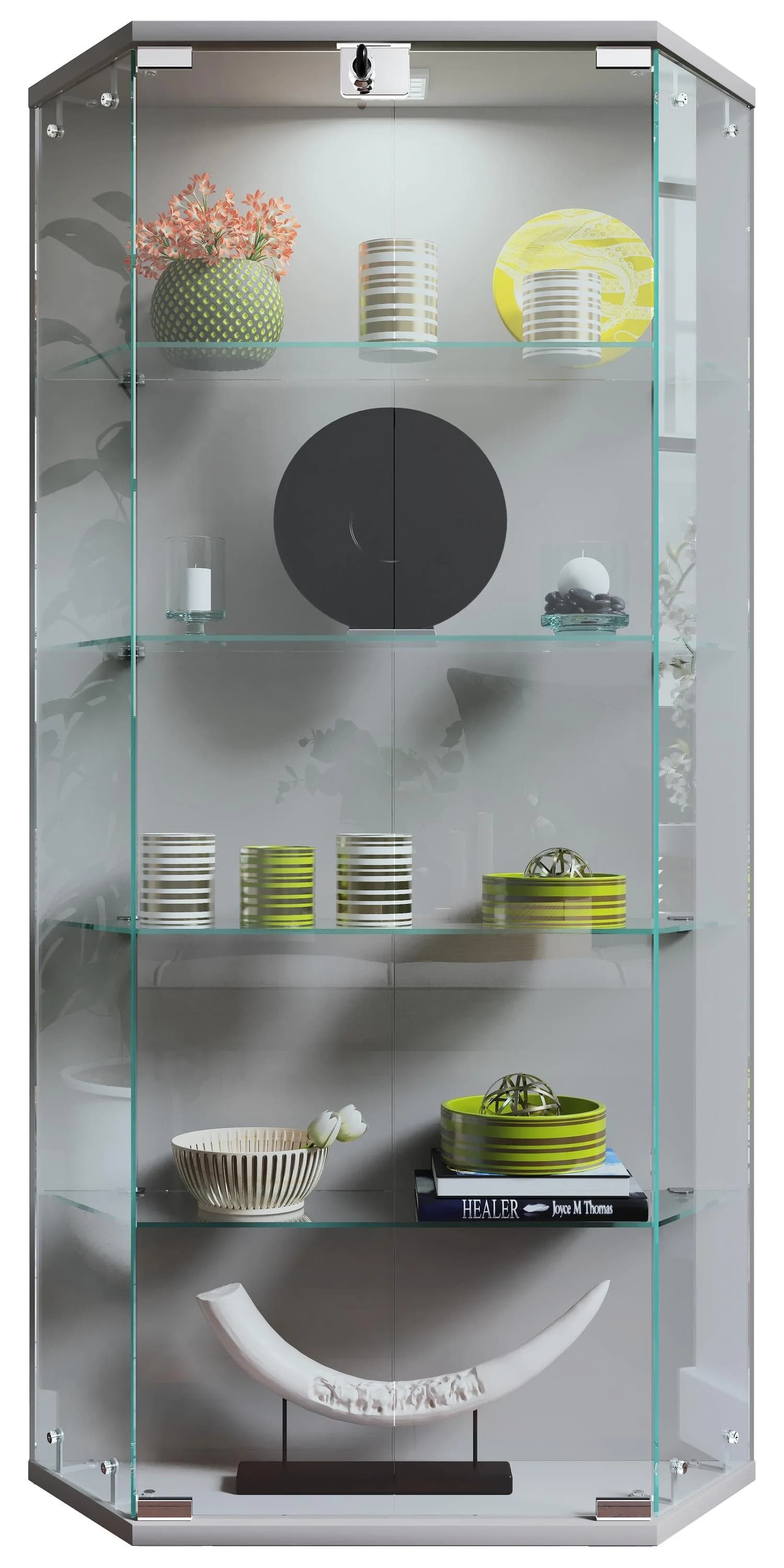 VCM Glasvitrine Benila L Silber Wandvitrine mit Drehtüren - Bild 2