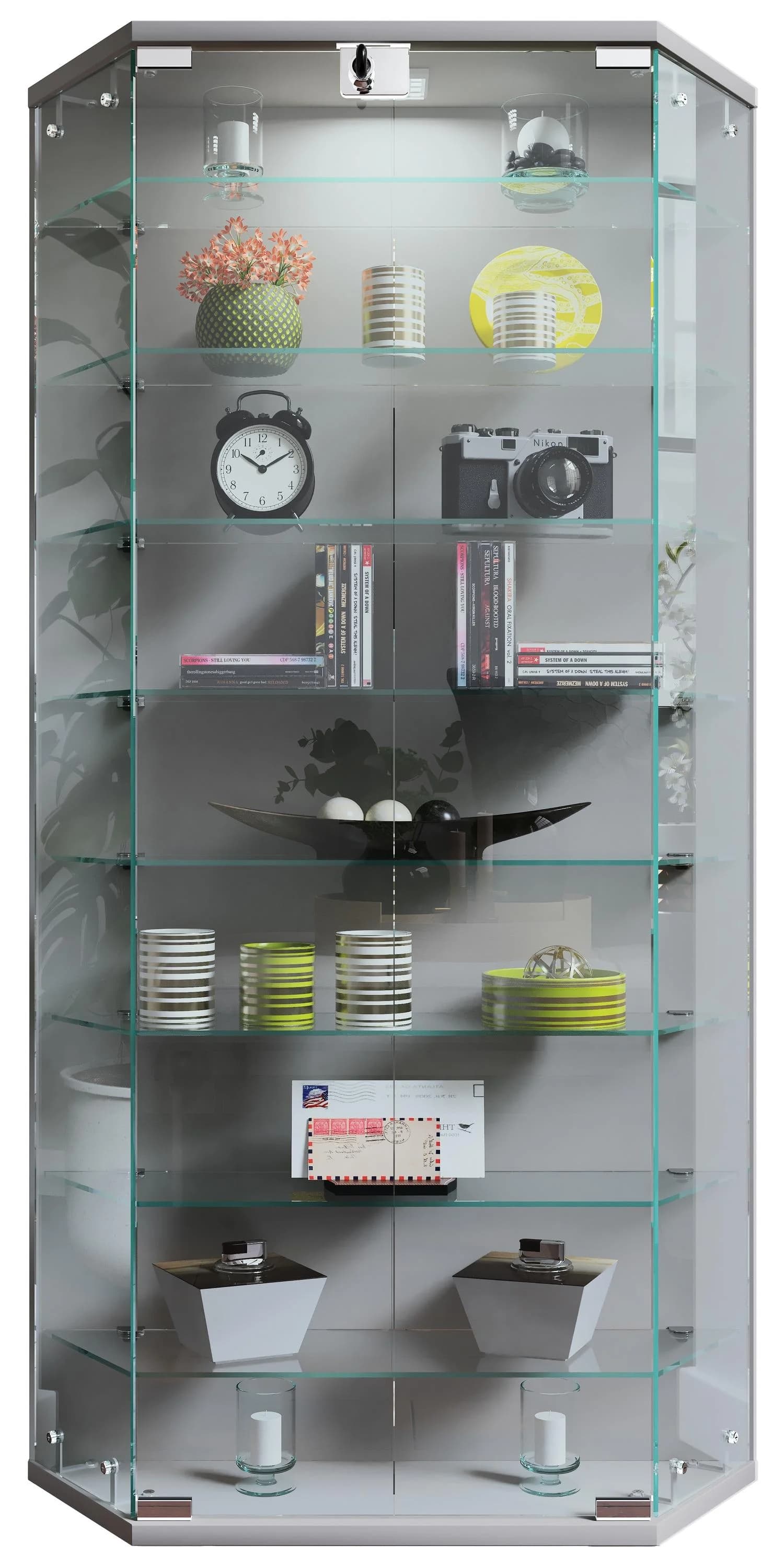 VCM Glasvitrine Benila XL Silber Hängevitrine mit 8 Böden - Bild 2
