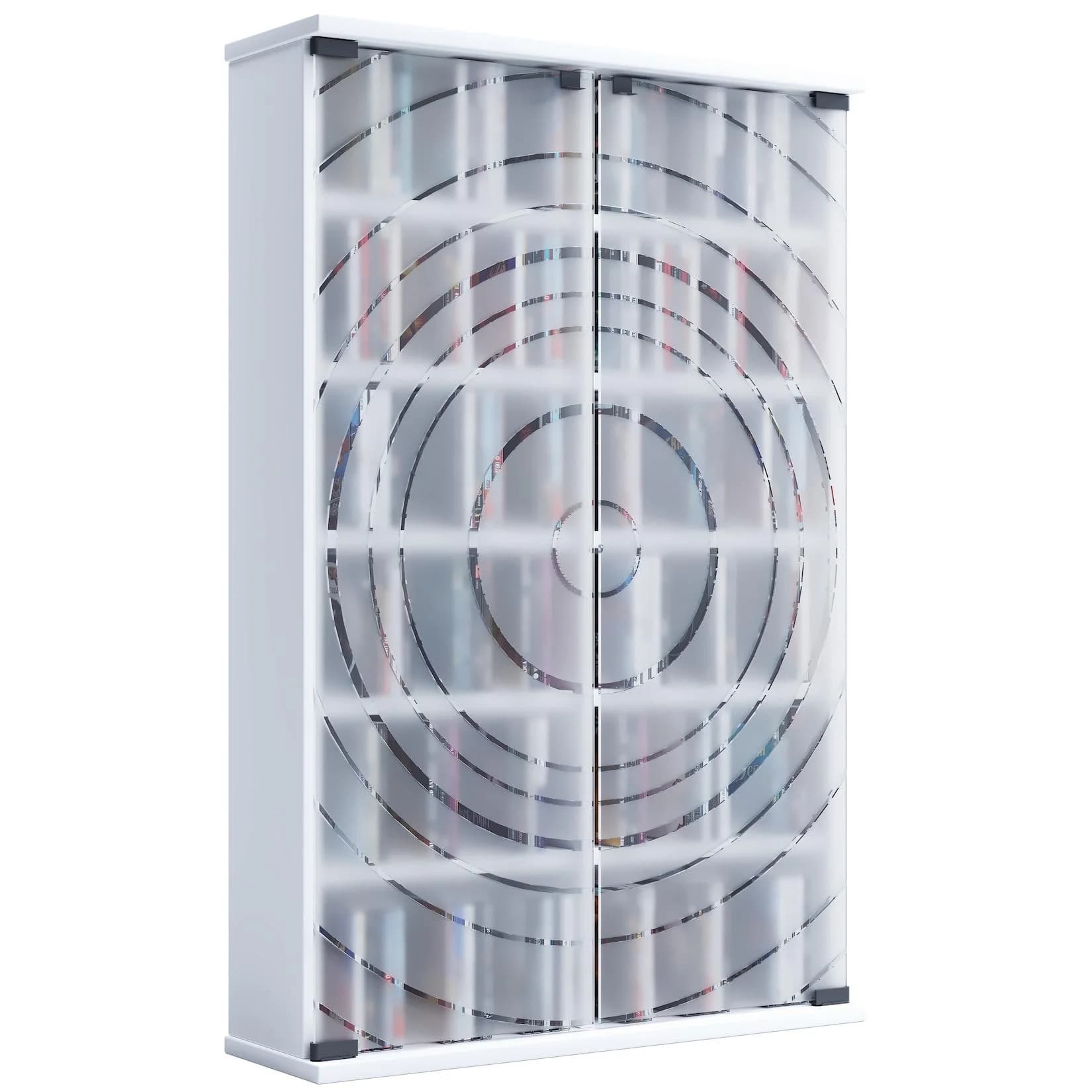VCM Standregal Tilano L Weiß mit Glastür für CDs und DVDs