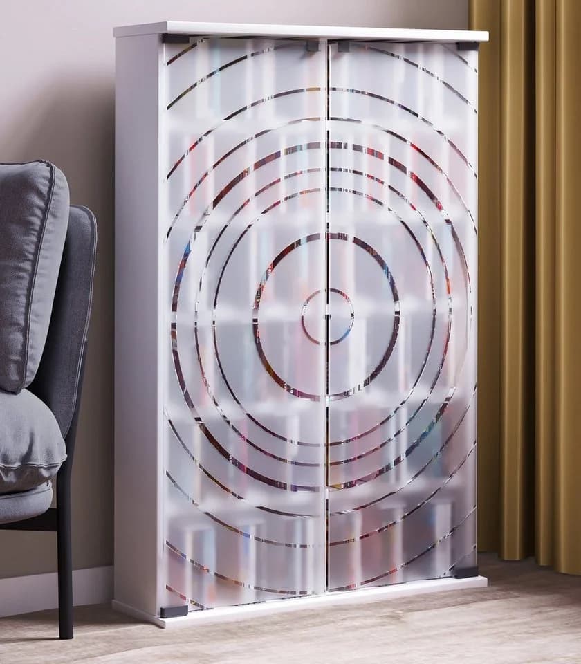 VCM Standregal Tilano L Weiß mit Glastür für CDs und DVDs - Bild 4