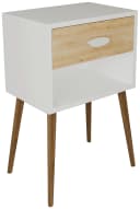 VCM Nachttisch Singol XL Holz Beistelltisch mit Schublade Braun/Weiß Bild 1