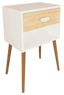 VCM Nachttisch Singol XL Holz Beistelltisch mit Schublade Braun/Weiß Bild 2