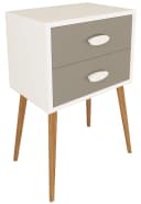VCM Nachttisch Singol XXL mit 2 Schubladen Retro Design Weiß Anthrazit Bild 2