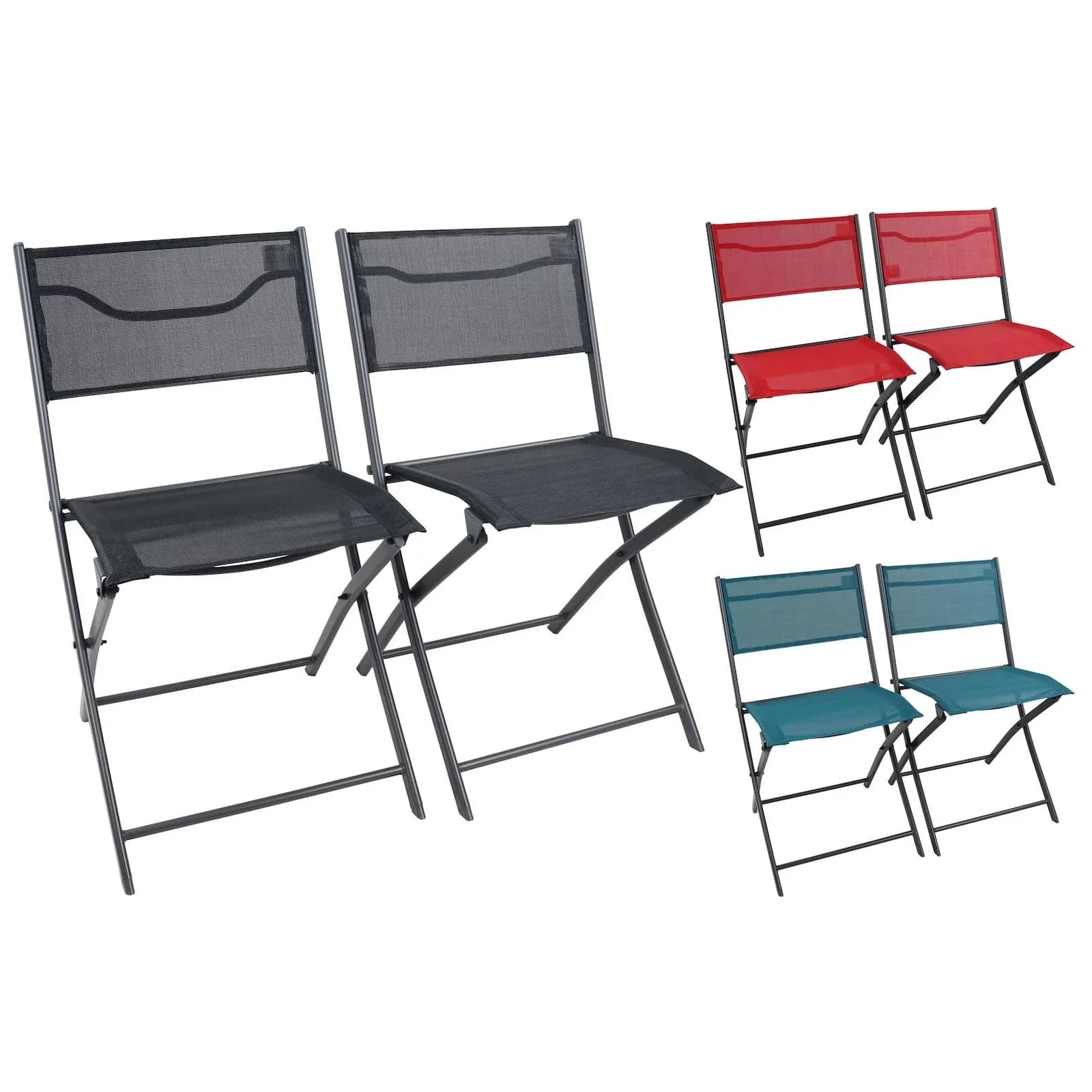 VCM 2er Set Klappstuhl Metall Textilene Gartenstuhl Balkonstuhl Outdoor Sumila