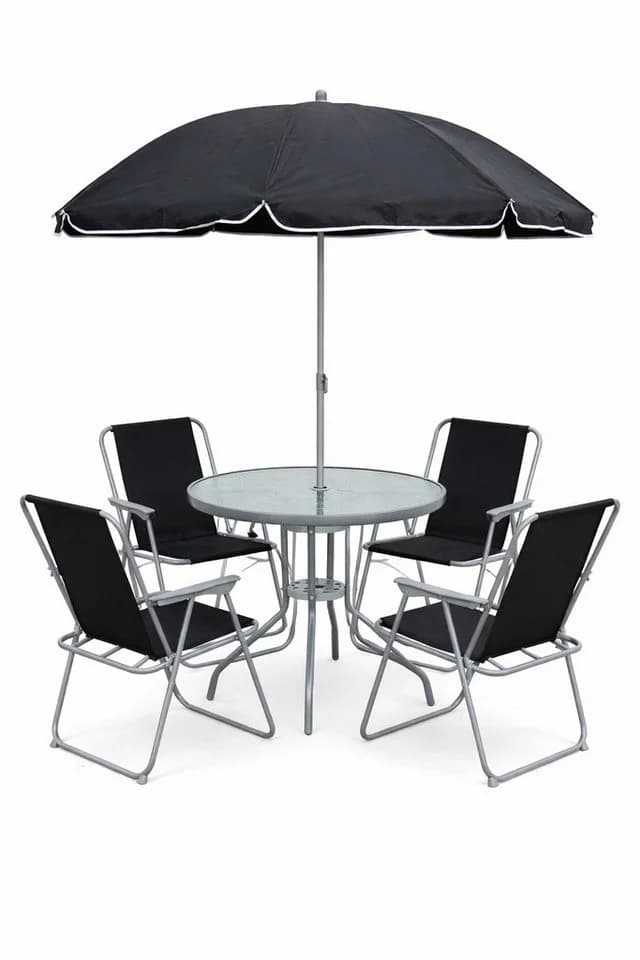VCM Garten-Essgruppe Maxola 6-tlg. Schwarz Metall Glas - Bild 2
