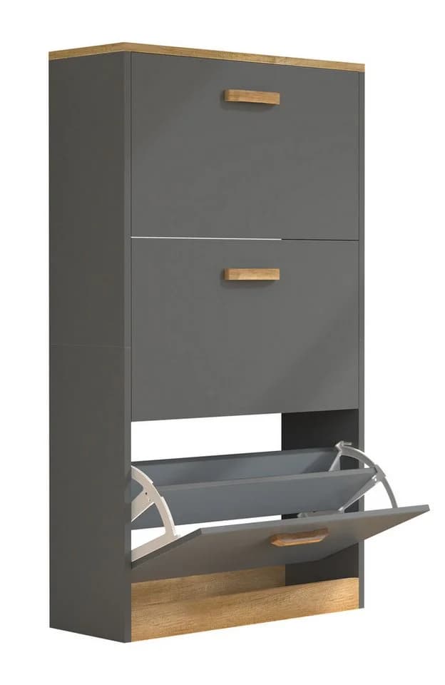 VCM Schuhschrank Holz 3 Klappen Halom M - Bild 2