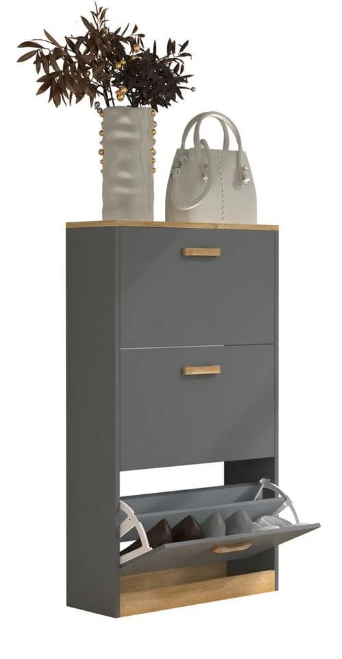 VCM Schuhschrank Holz 3 Klappen Halom M - Bild 3
