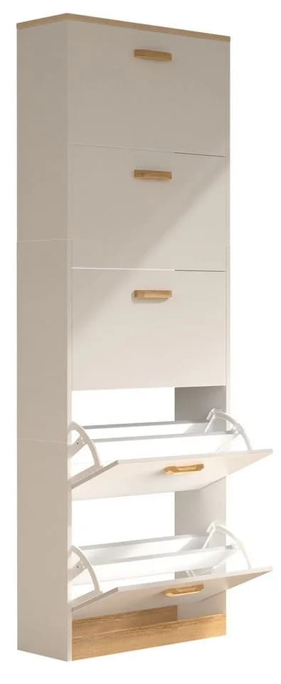 VCM Schuhschrank Halom XL Weiß 5 Fächer Holz - Bild 2