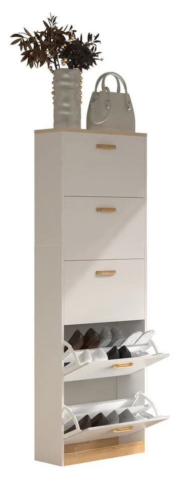 VCM Schuhschrank Halom XL Weiß 5 Fächer Holz - Bild 3