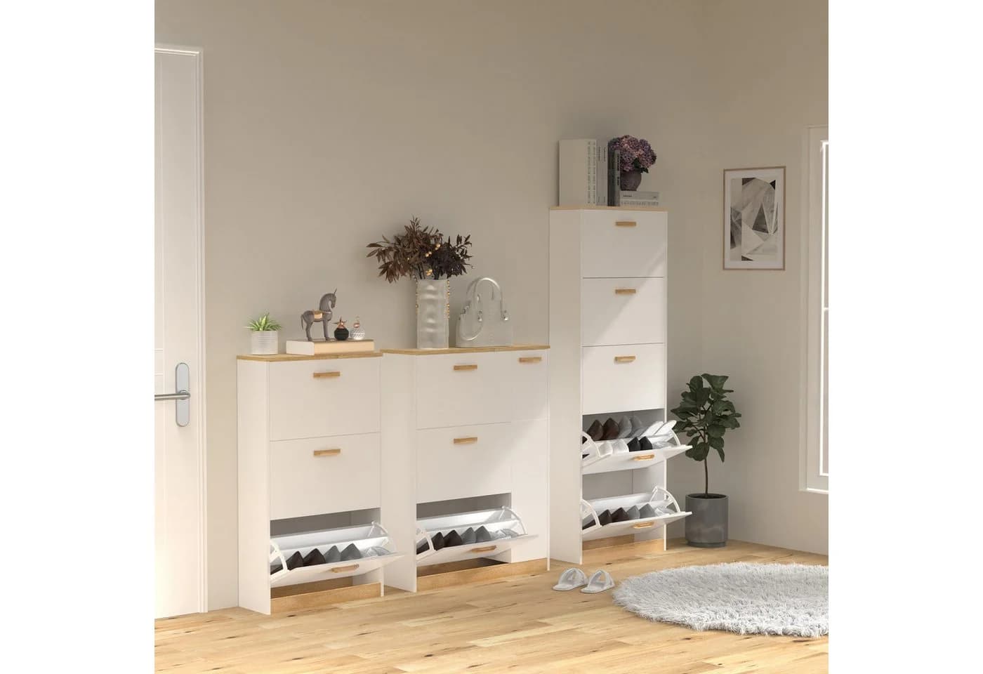 VCM Schuhschrank Halom XL Weiß 5 Fächer Holz - Bild 5