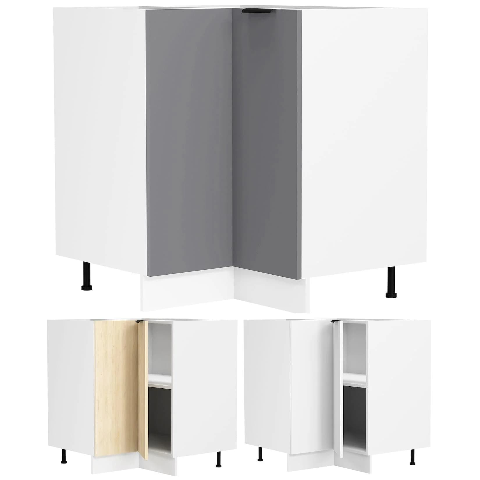 VCM Eckschrank Küchenschrank Fasola Braun/Weiß