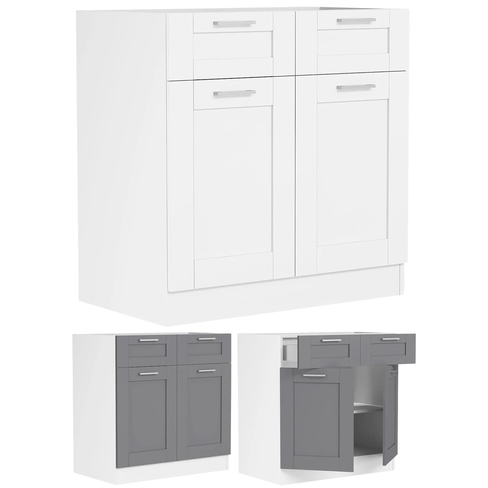 VCM Küchenschrank Colura 80 cm Schwarz/Weiß mit Schublade