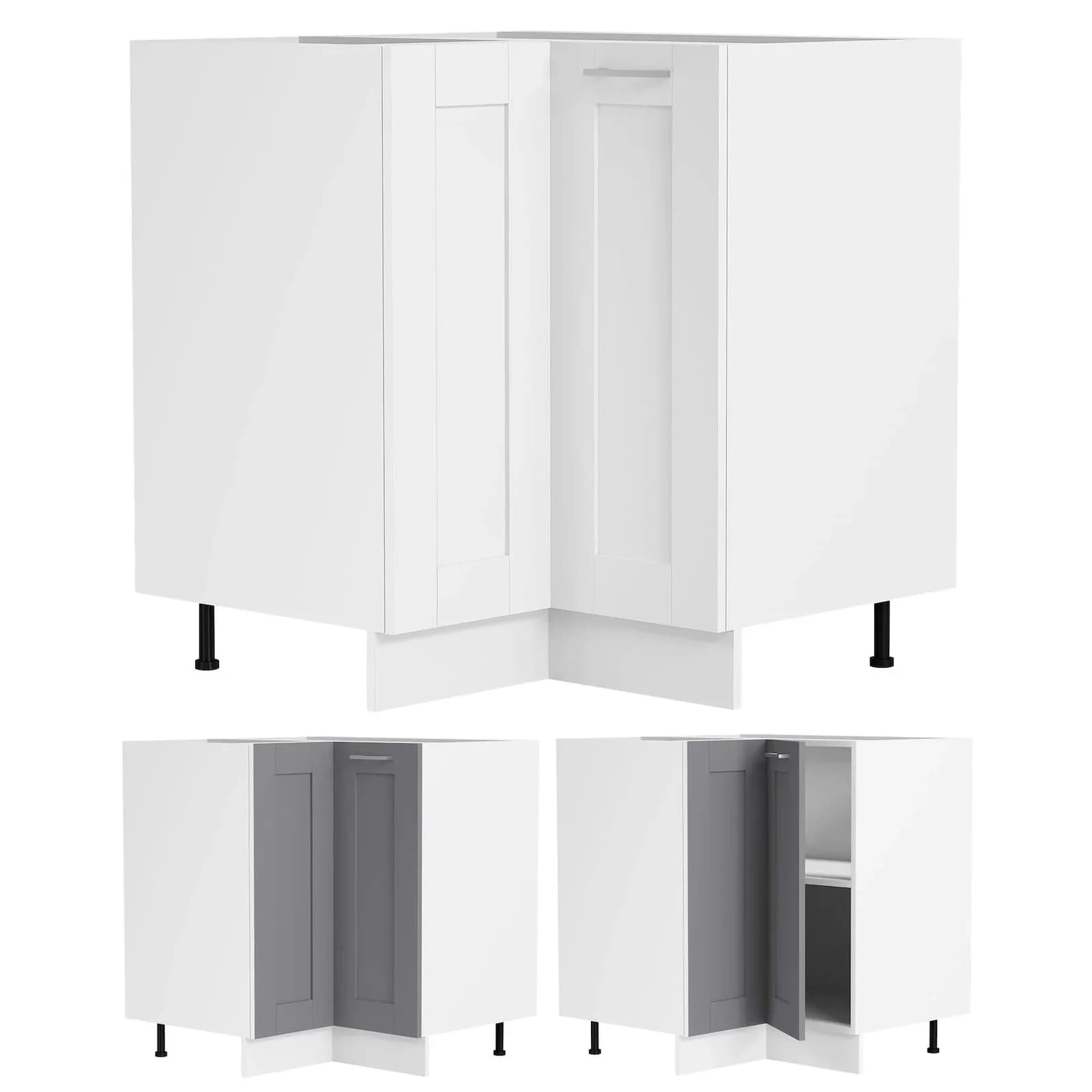 VCM Eckschrank Colura Schwarz Weiß Anthrazit Landhausstil