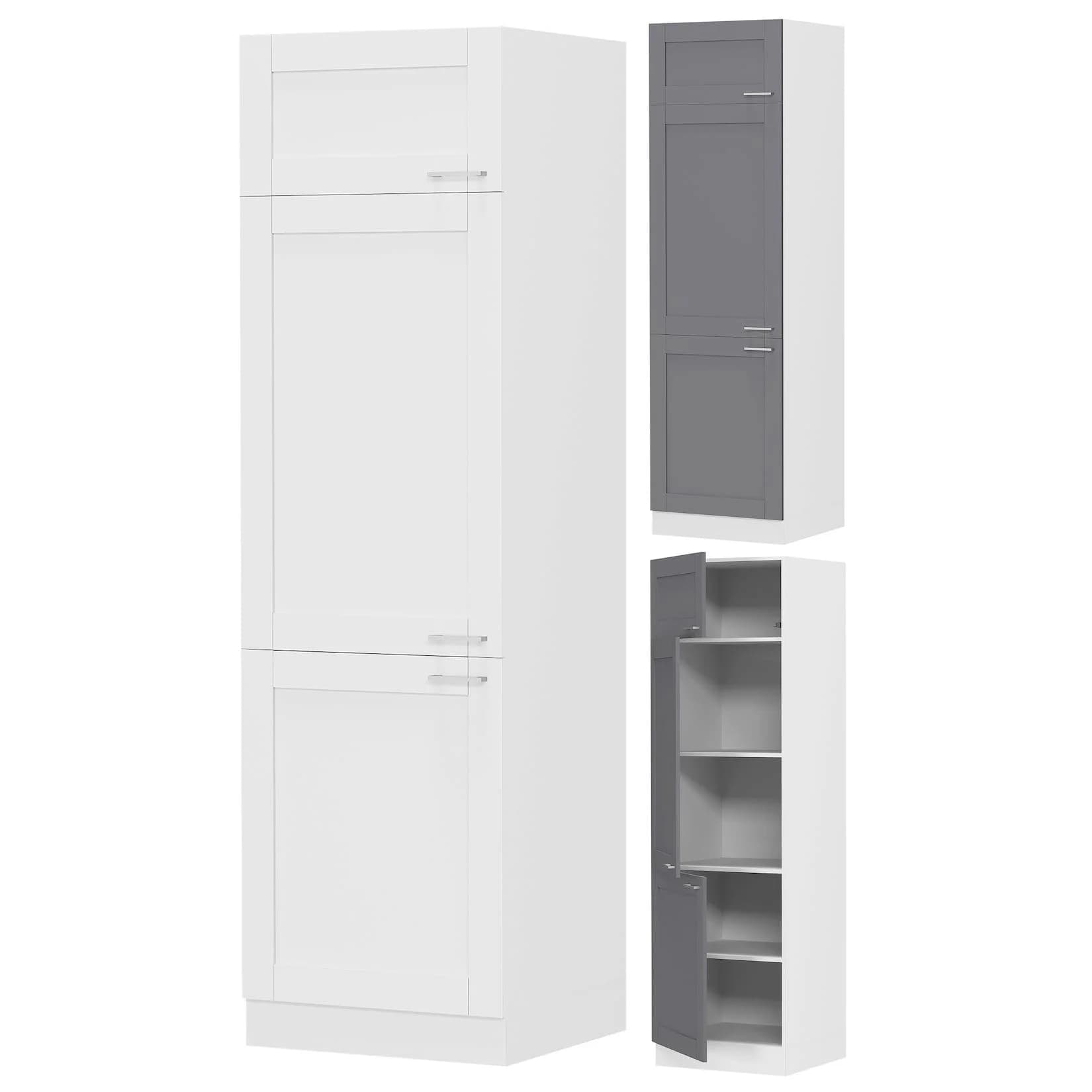 VCM Hochschrank Colura Küche Landhaus Weiß Anthrazit
