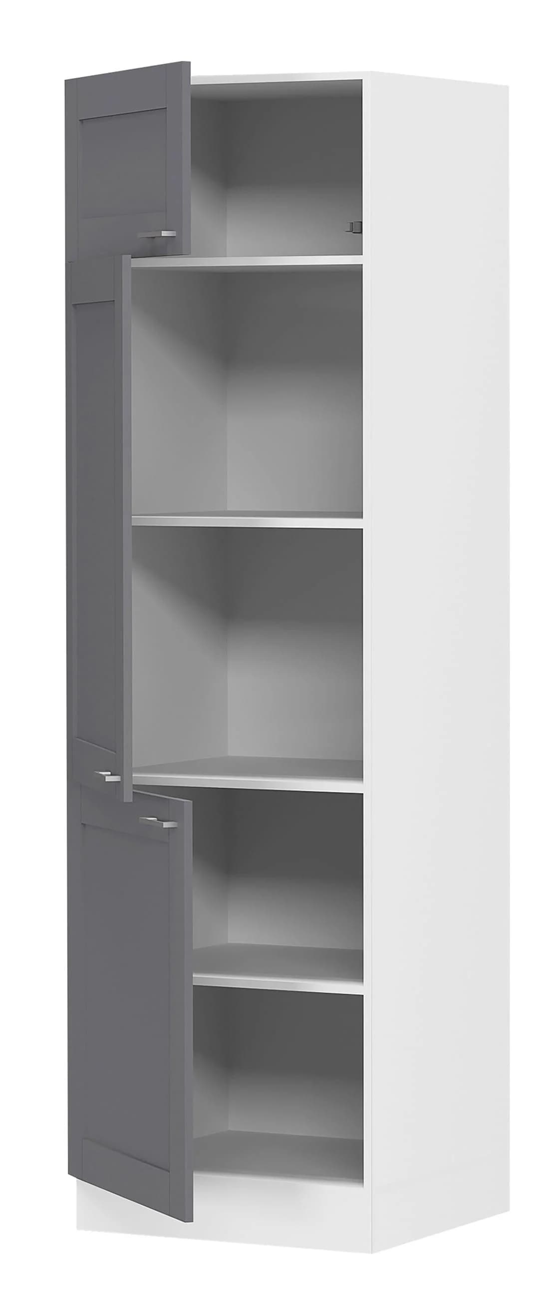 VCM Hochschrank Colura Küche Landhaus Weiß Anthrazit - Bild 2