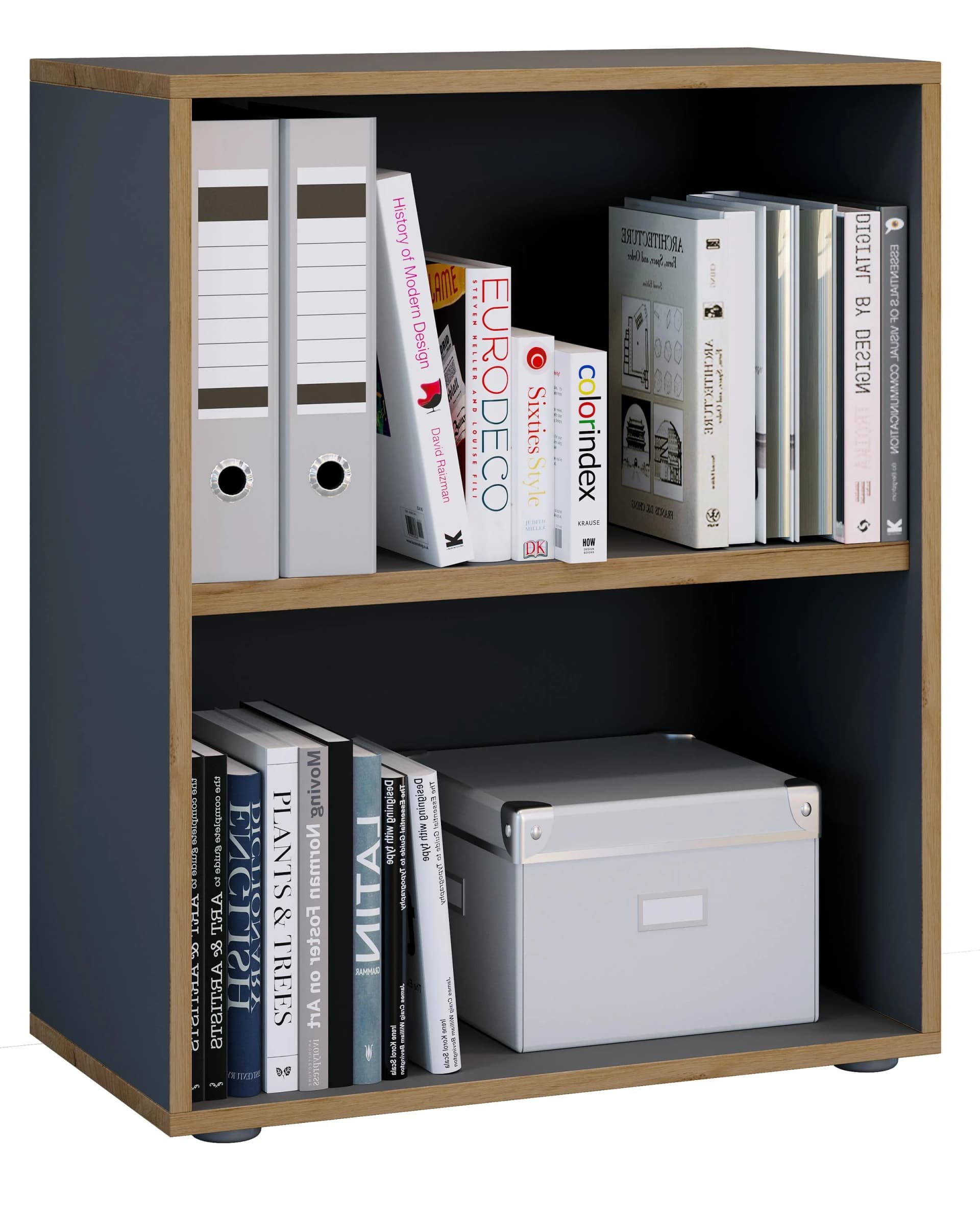 VCM Bücherregal Salia 2-fach Anthrazit Schwarz Holzregal Büro - Bild 3