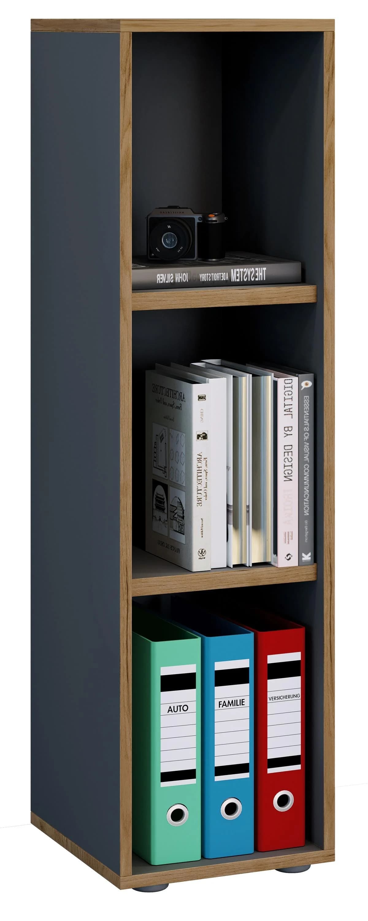 VCM Holzregal Salia 3-fach Anthrazit Platzsparendes Büroregal - Bild 3