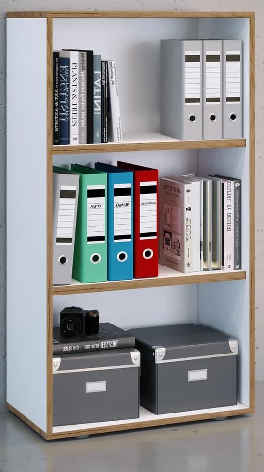 VCM Holzregal Salia 3fach Weiß - Platzsparendes Büroregal mit variablen Böden - Bild 4