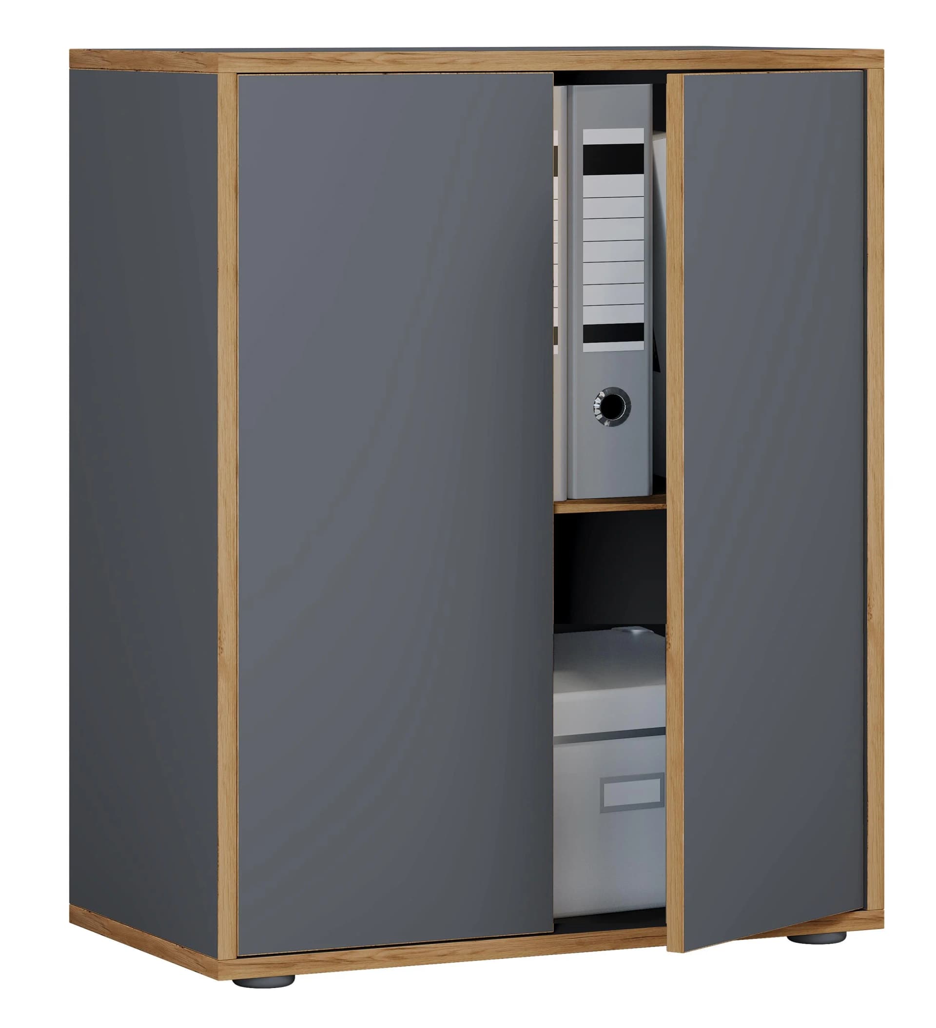 VCM Aktenschrank Salia 2-fach Anthrazit Holz Büroschrank - Bild 2