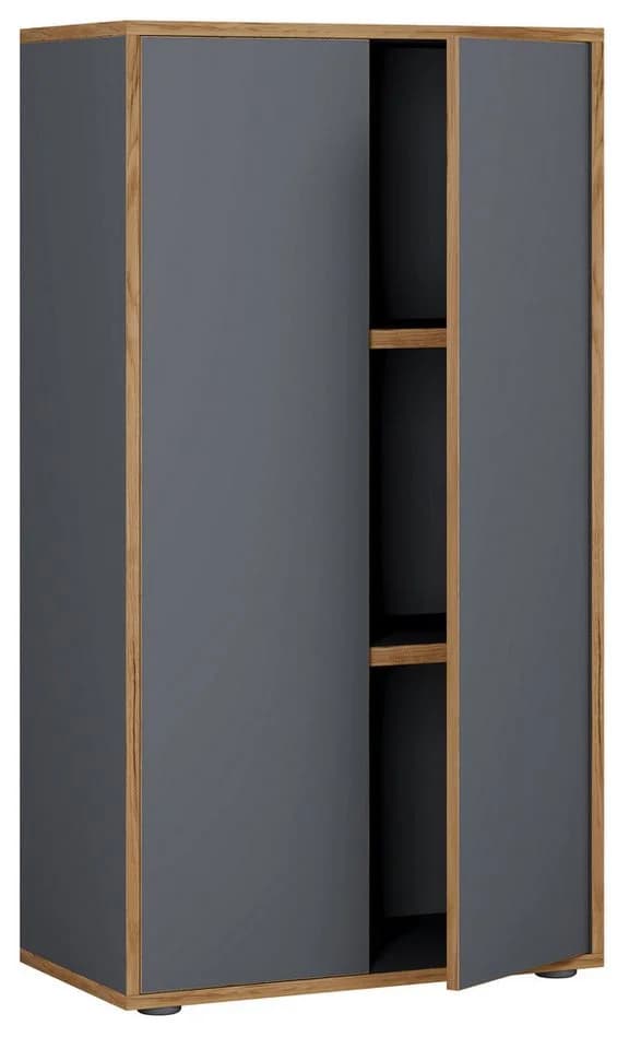 VCM Aktenschrank Salia 3-fach Anthrazit Holz mit Drehtüren - Bild 2