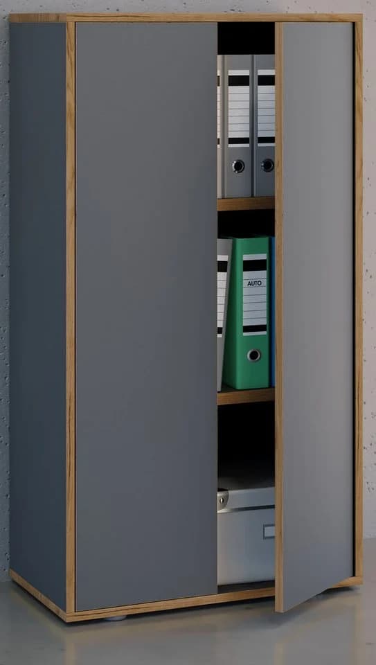 VCM Aktenschrank Salia 3-fach Anthrazit Holz mit Drehtüren - Bild 4