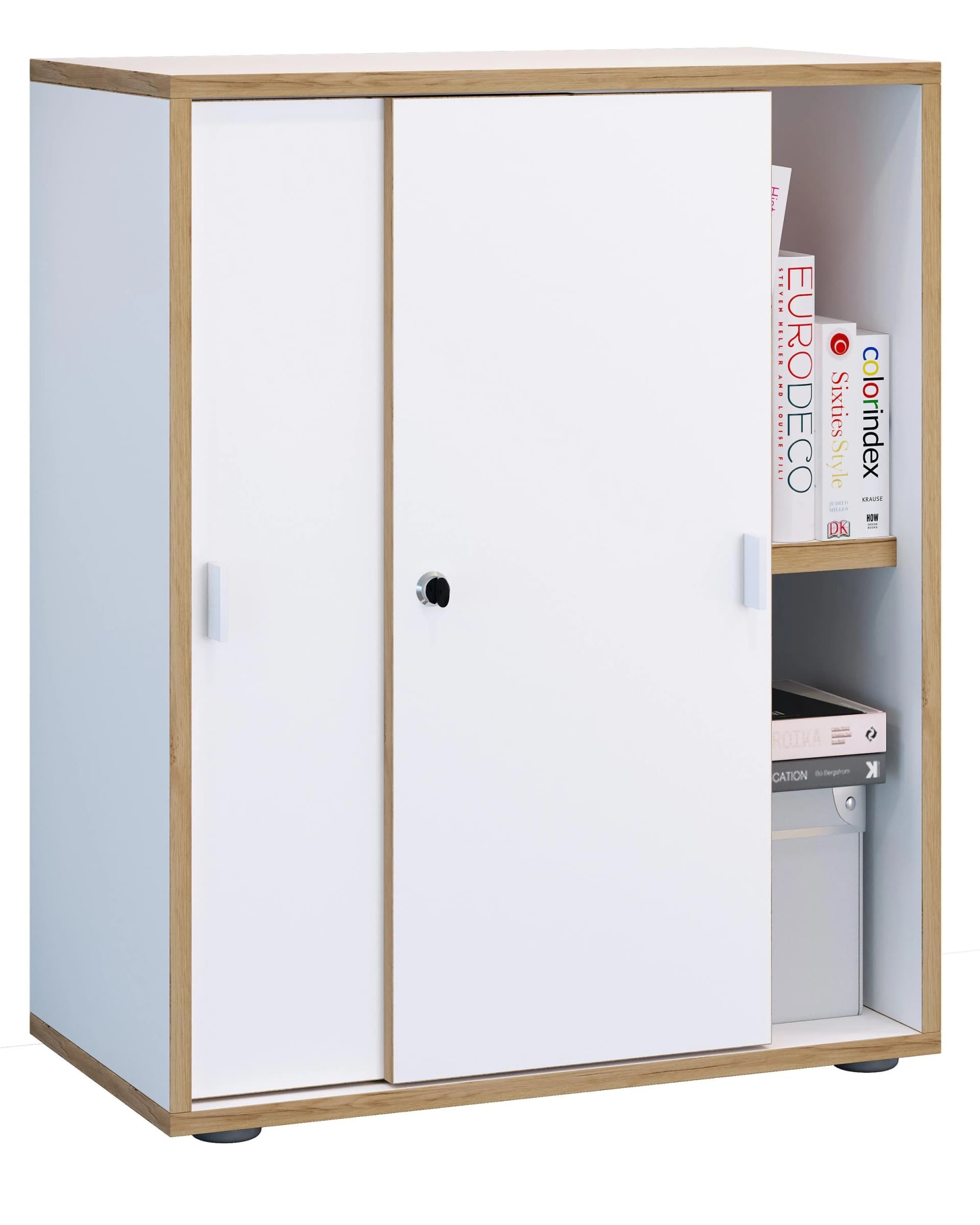 VCM Aktenschrank Salia 2fach Weiß Schiebetüren - Bild 2
