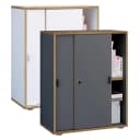 VCM Aktenschrank Salia 2-fach Anthrazit Schiebetüren Holz Bild 1