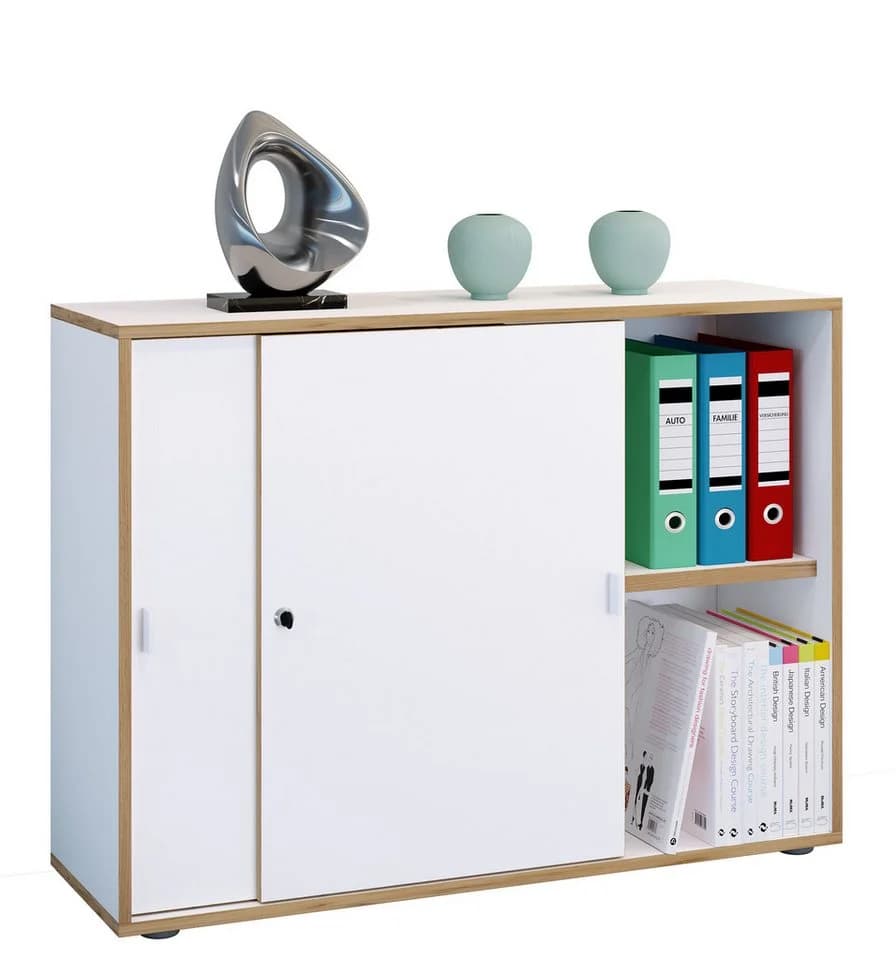 VCM Aktenschrank Salia 2-fach Weiß Schiebetüren - Bild 3
