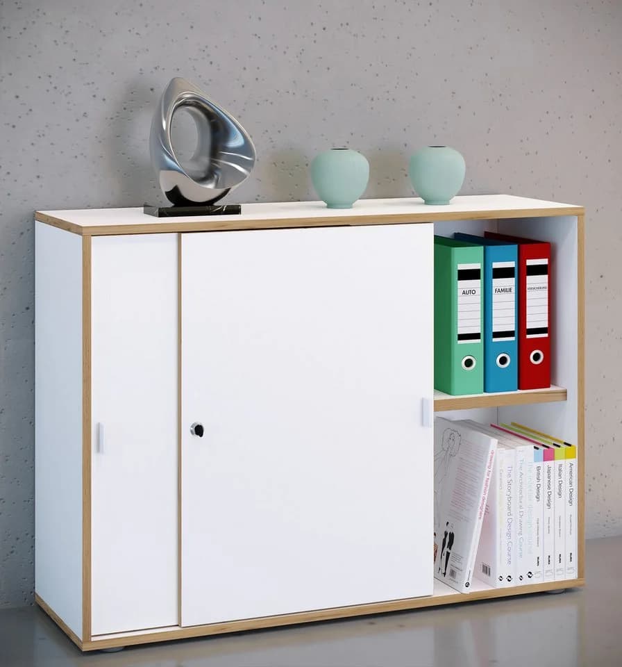 VCM Aktenschrank Salia 2-fach Weiß Schiebetüren - Bild 4