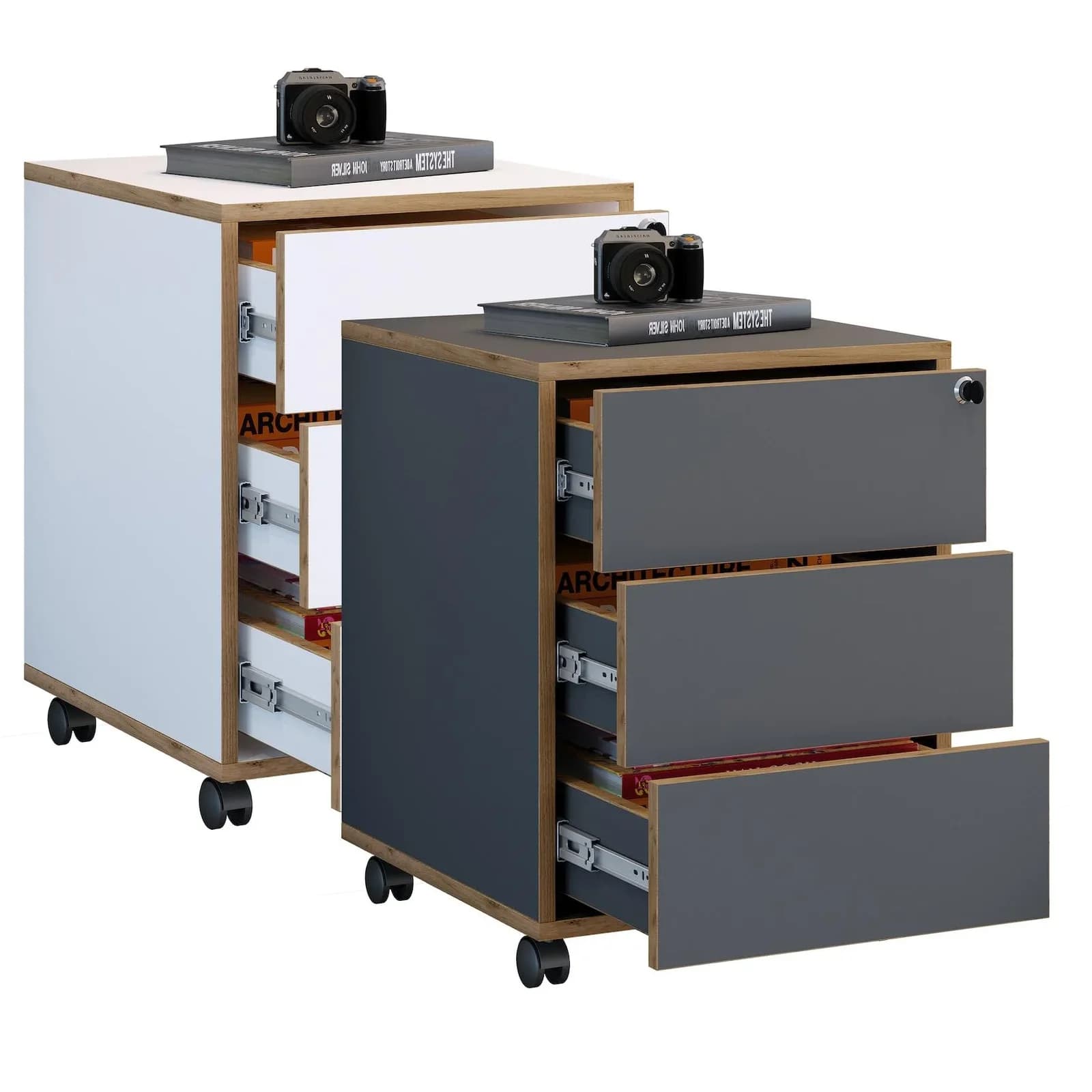 VCM Rollcontainer Beistellcontainer mit drei Schubladen