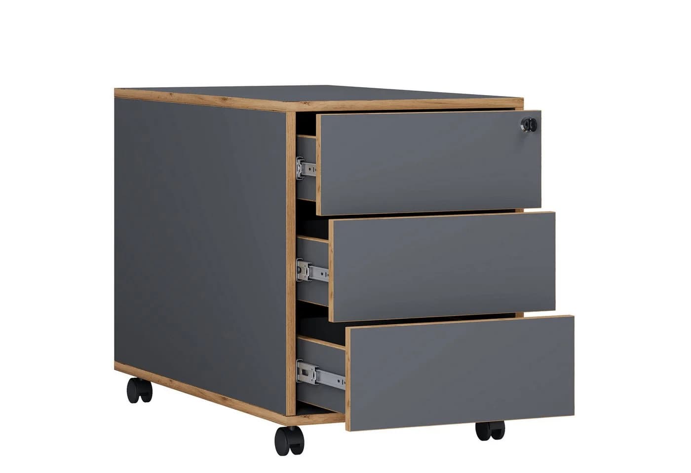 VCM Rollcontainer Salia 3 Schubladen Anthrazit Holz - Bild 2