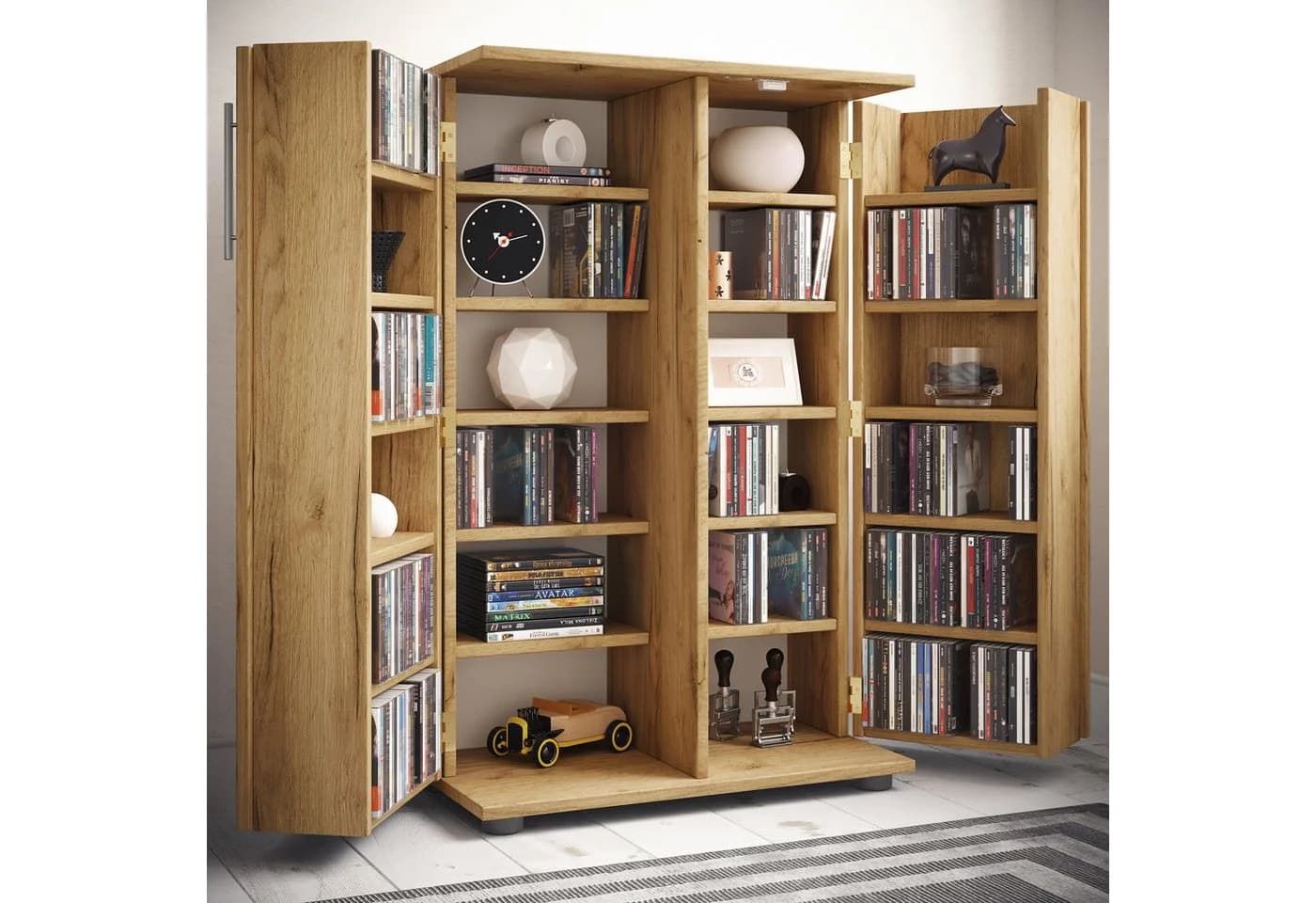 VCM Media-Regal Engalo XL CD DVD Schrank Honig-Eiche - Bild 5