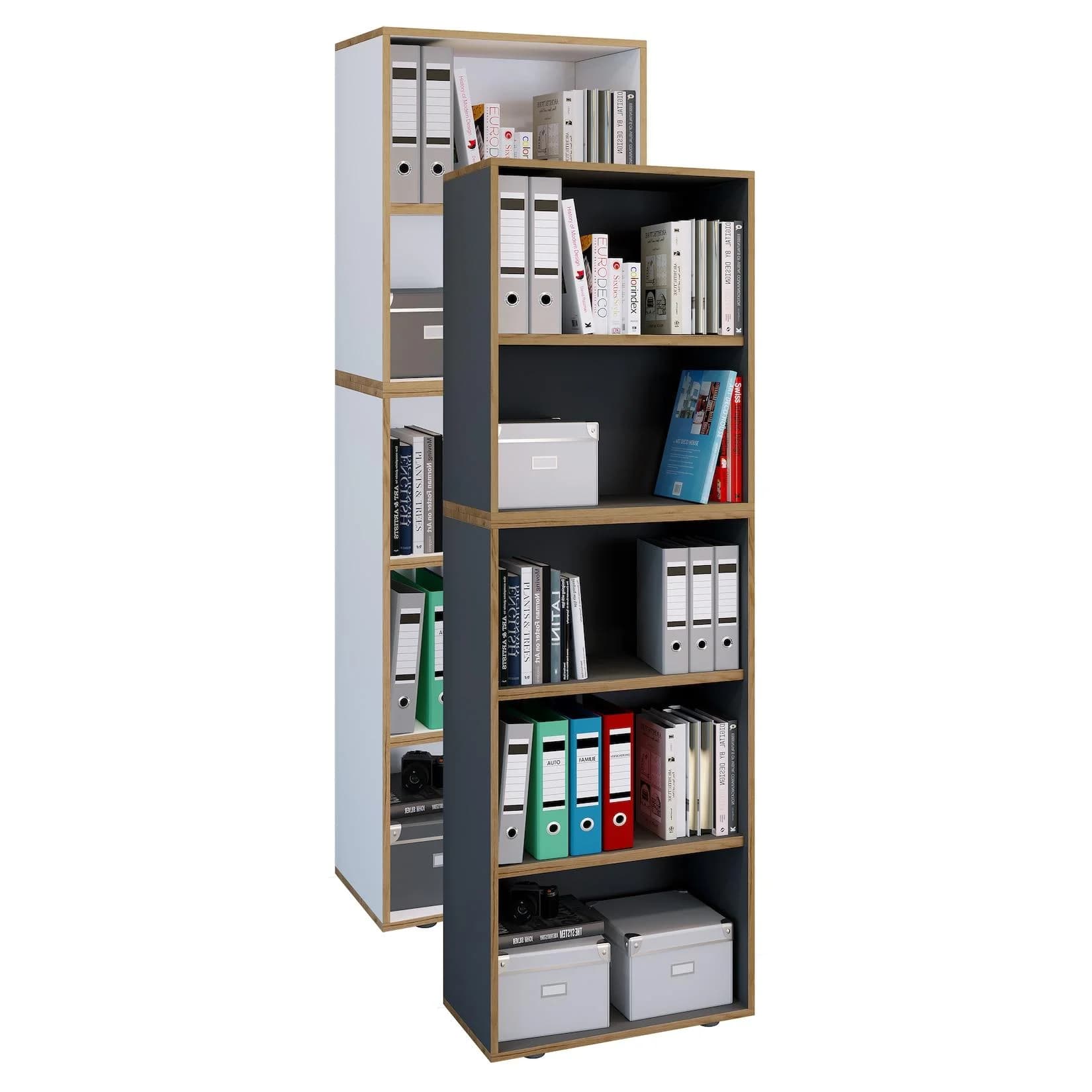 VCM Bücherregal Salia 5fach Anthrazit Höhenverstellbar