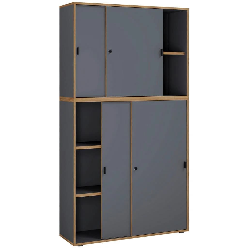 VCM Büroschrank mit 5 Fächern und Schiebetüren - Bild 3
