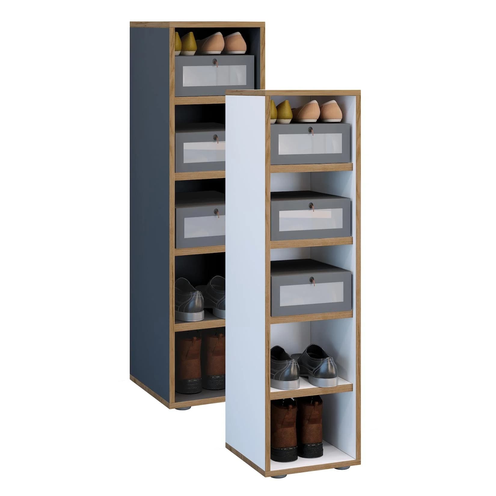 VCM Holz Schuhregal Salia Weiß 5 Fächer