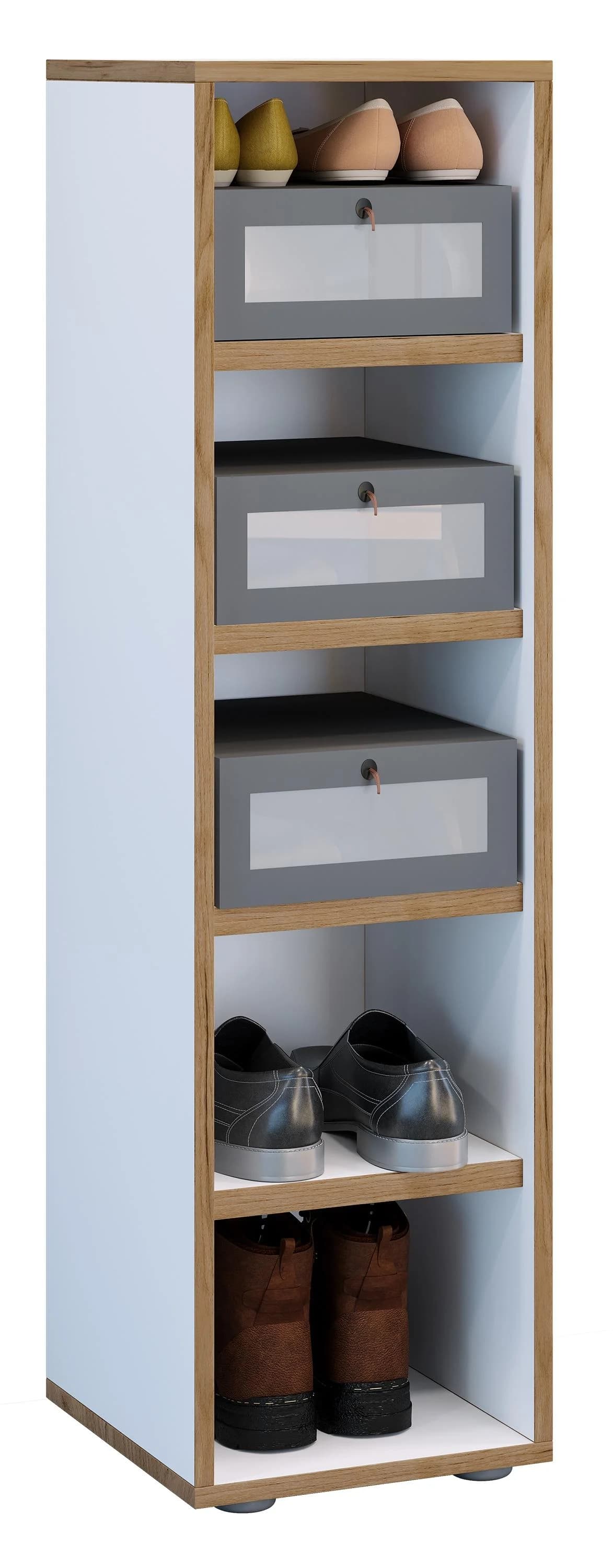 VCM Holz Schuhregal Salia Weiß 5 Fächer - Bild 2