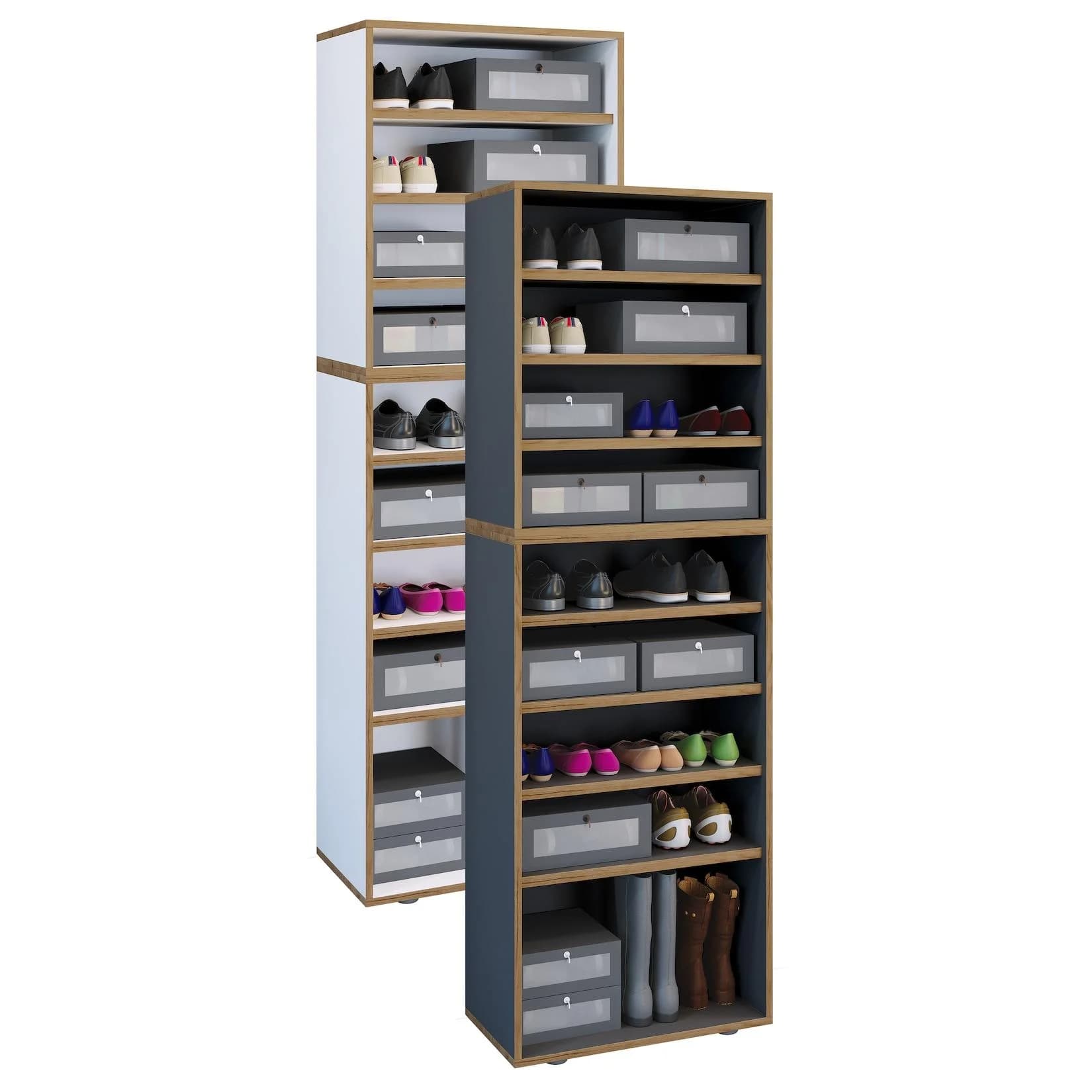 VCM Schuhregal Salia Weiß 9 Fächer Holz