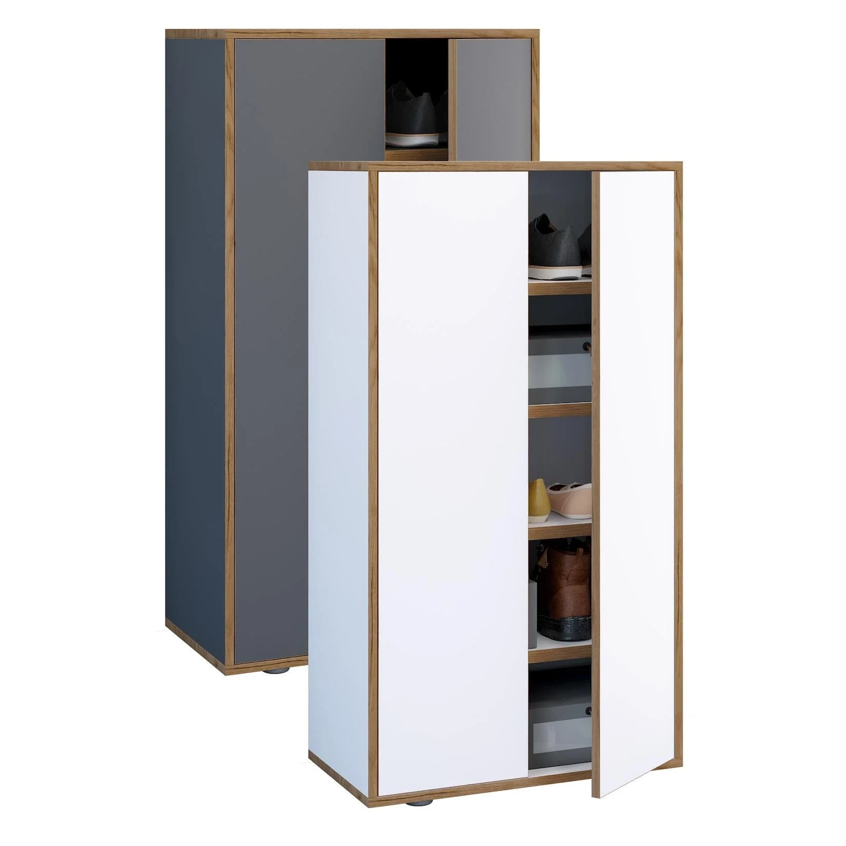 VCM Schuhschrank Salia XL Grau 5 Fächer Push-to-Open