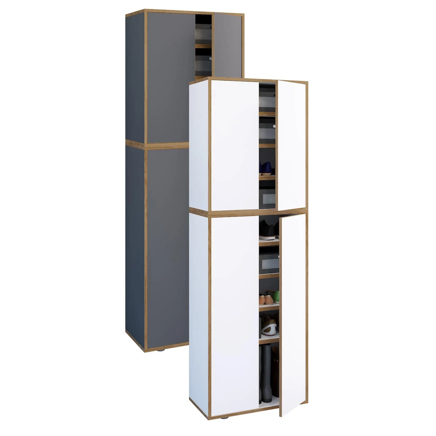 VCM Schuhschrank Salia Weiß 4 Drehtüren 9 Fächer Push-to-open