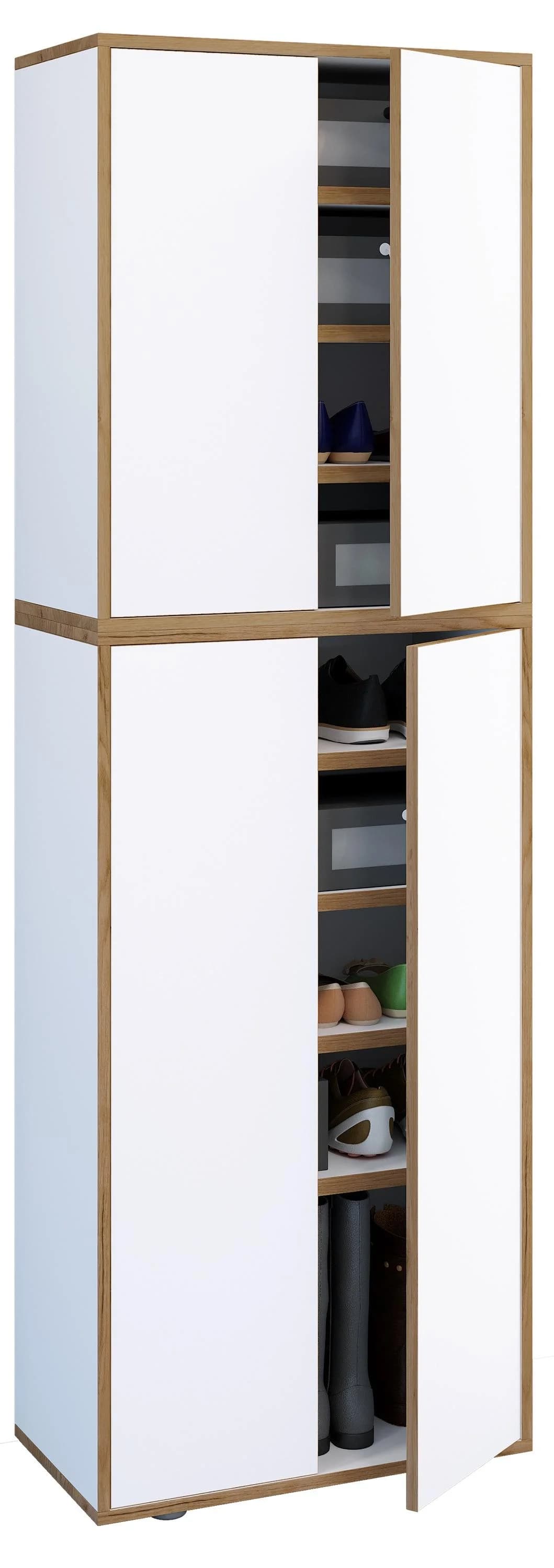 VCM Schuhschrank Salia Weiß 4 Drehtüren 9 Fächer Push-to-open - Bild 2