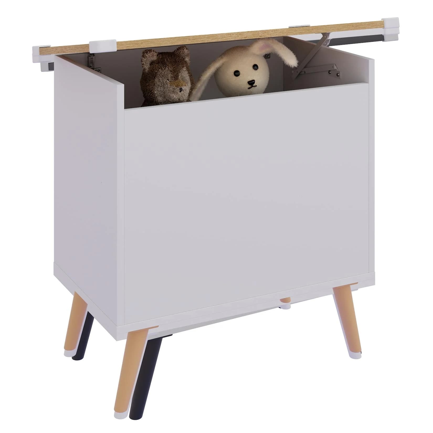 VCM Sitztruhe Bosula L Holz Sitzbank Truhe mit Stauraum Braun/Weiß