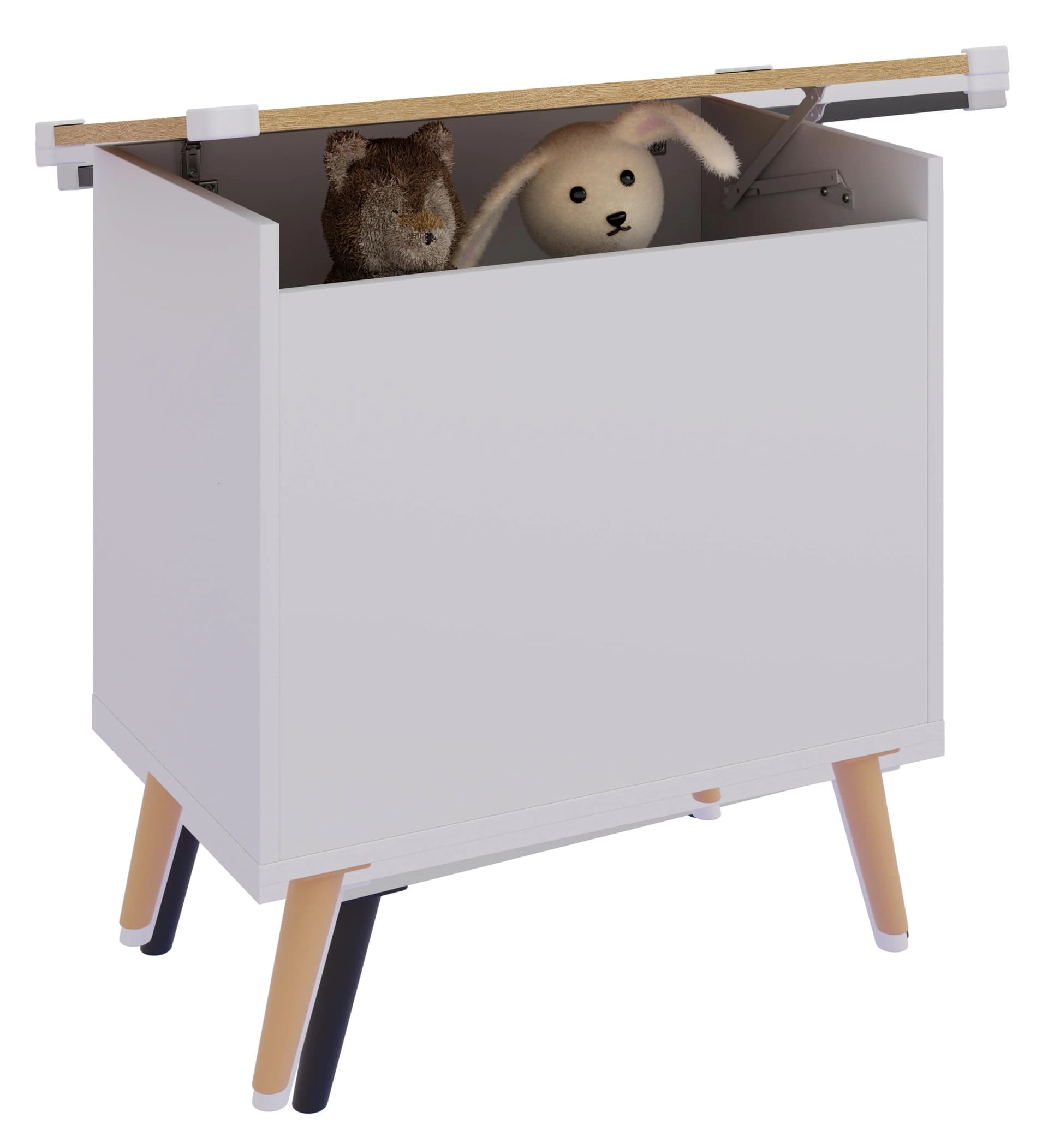 VCM Sitztruhe Bosula L Holz Sitzbank Truhe mit Stauraum Braun/Weiß - Bild 2
