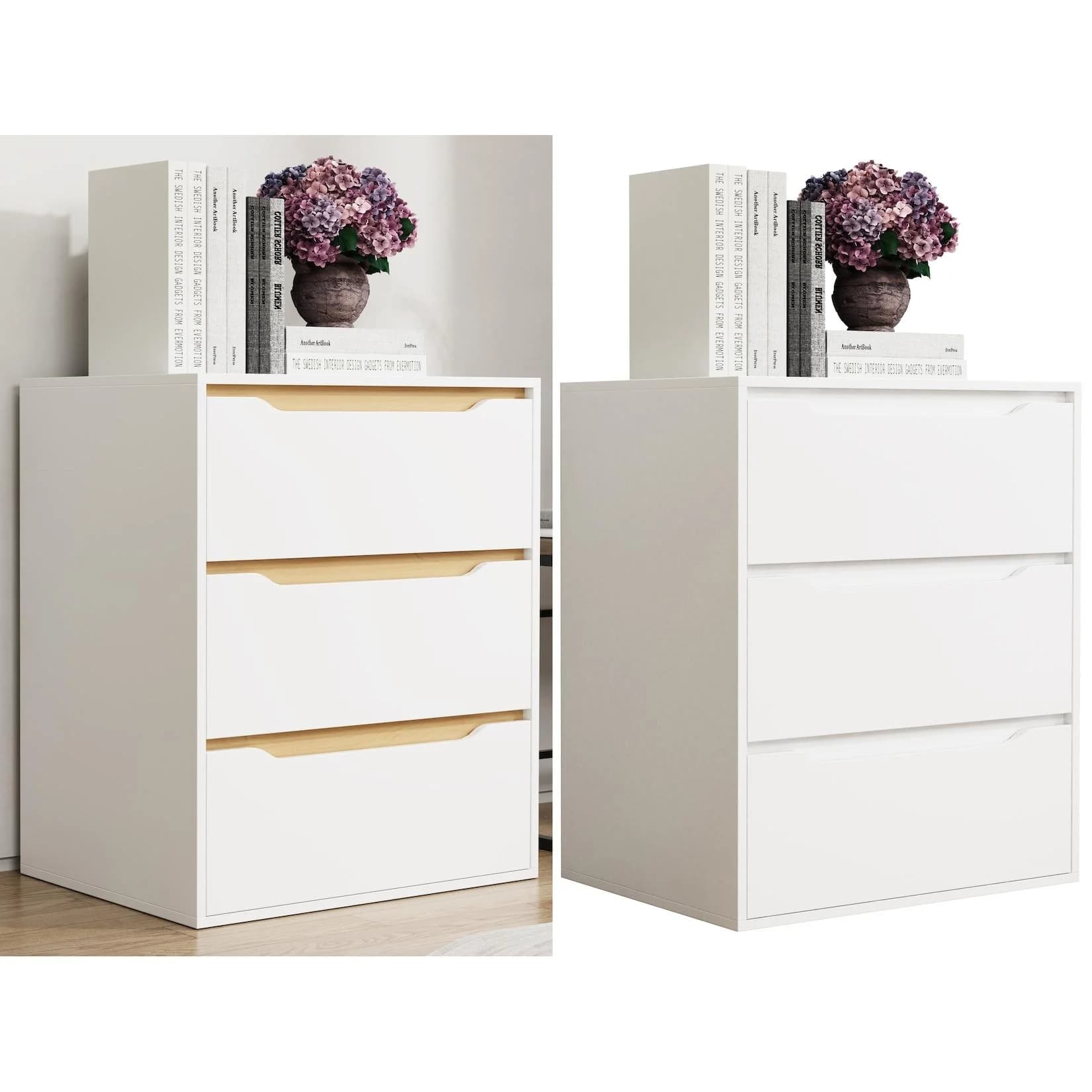 VCM Holz Kommode Malira L mit 3 Schubladen Modern