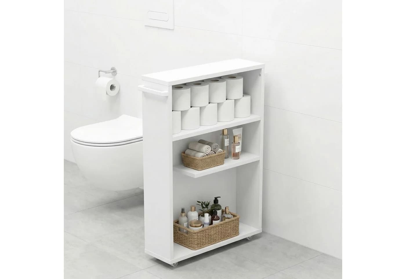 Midischrank VCM Holz Badschrank Nilari 61 x 20 x 45 cm Weiß - Bild 5