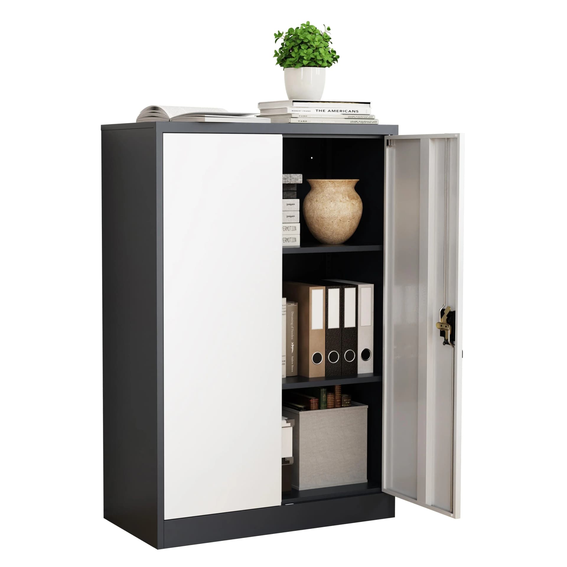 VCM Metall Büroschrank Aktenschrank Büromöbel Stahlschrank abschließbar Flügeltürschrank Malivo 3 fach mit Drehtüren - Bild 2