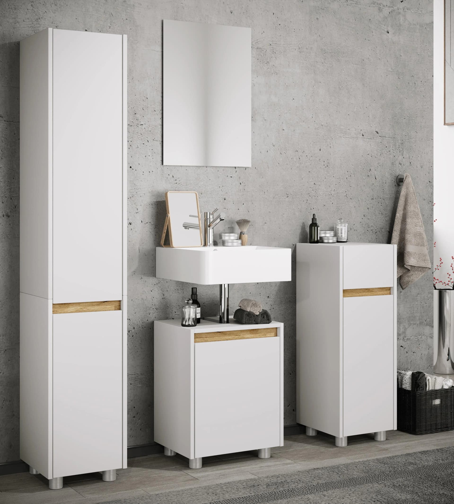 Vcm Midischrank Cosila 85x30x32 cm Anthrazit Honig-Eiche - Bild 2