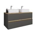 VCM Doppelwaschtisch Cosila 2x Keramikbecken Anthrazit Honig-Eiche Bild 1