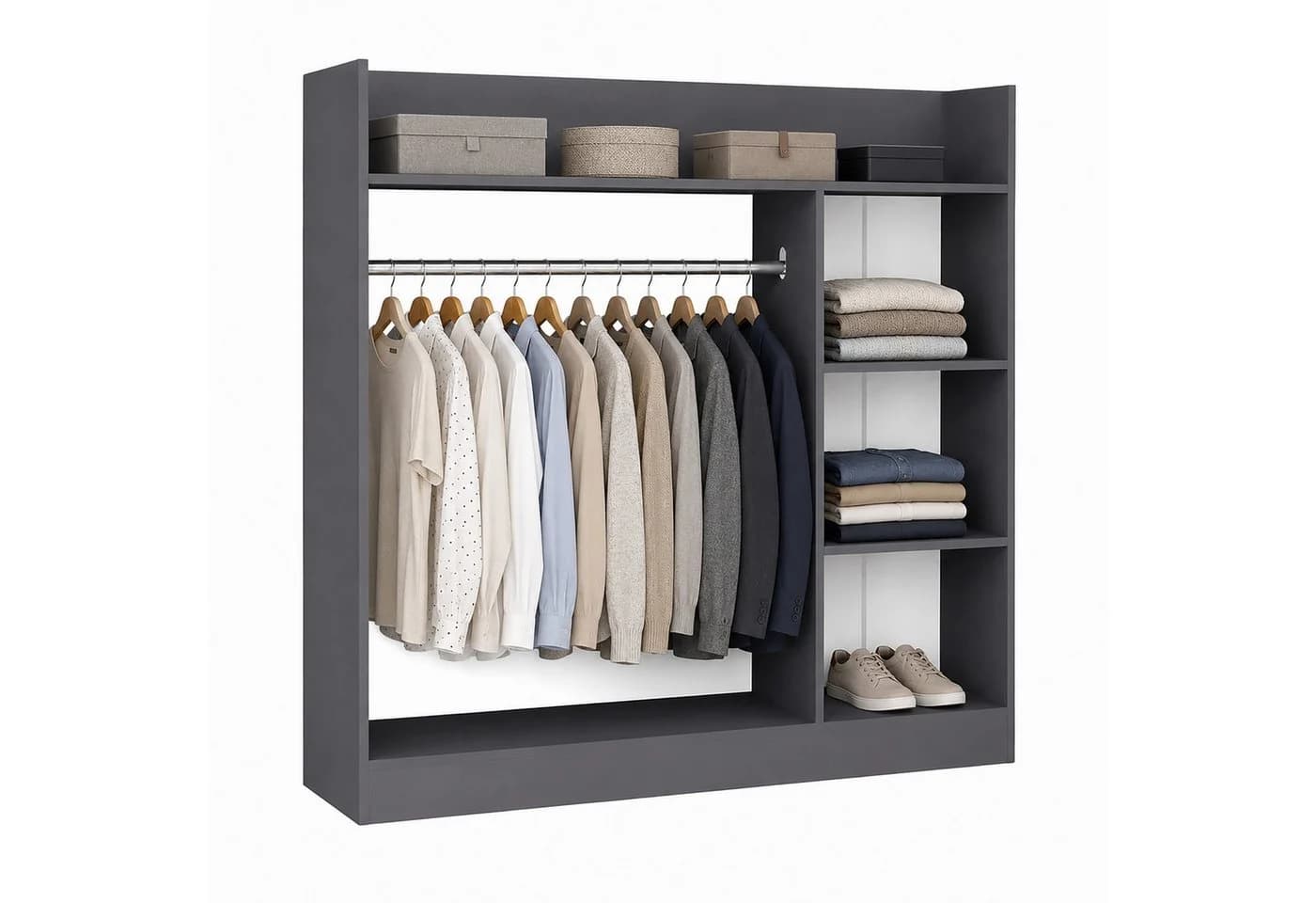 VCM Kleiderschrank Palosa M mit Regal & Stange Anthrazit - Bild 2